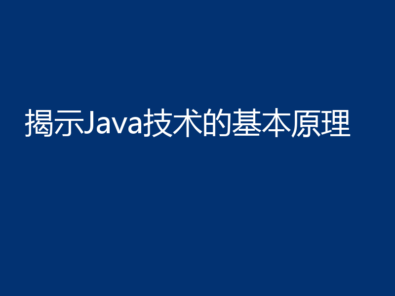 揭示Java技术的基本原理