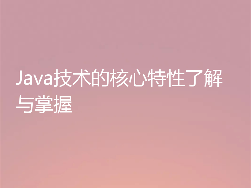 Java技术的核心特性了解与掌握