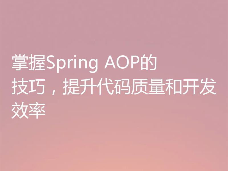 掌握Spring AOP的技巧，提升代码质量和开发效率