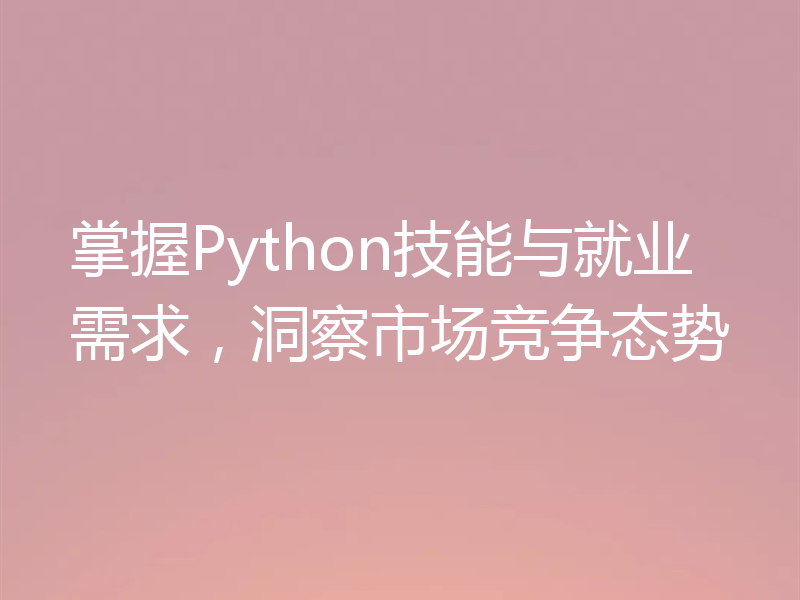 掌握Python技能与就业需求，洞察市场竞争态势