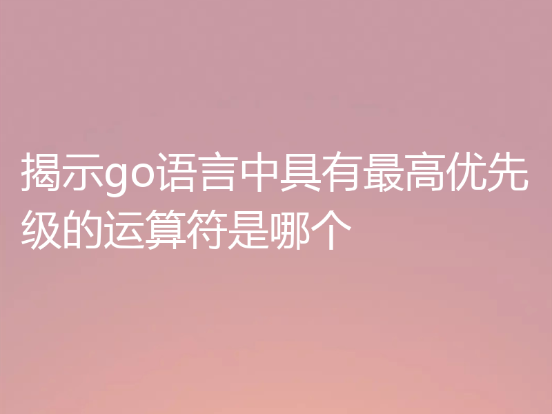 揭示go语言中具有最高优先级的运算符是哪个