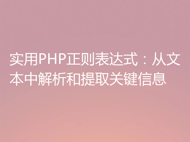 实用PHP正则表达式：从文本中解析和提取关键信息