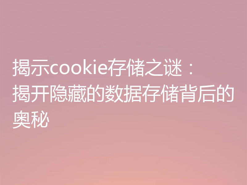 揭示cookie存储之谜：揭开隐藏的数据存储背后的奥秘