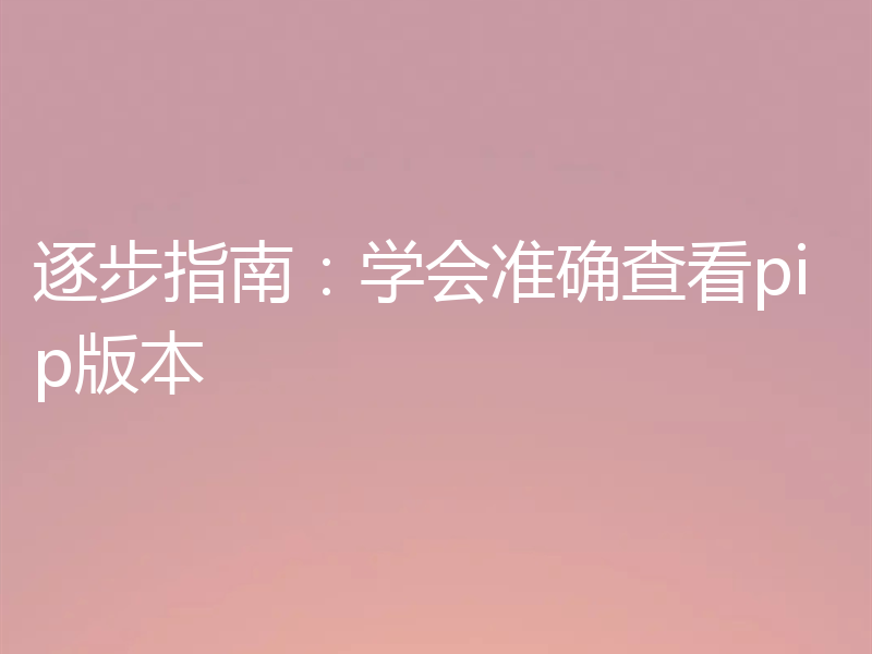 逐步指南：学会准确查看pip版本