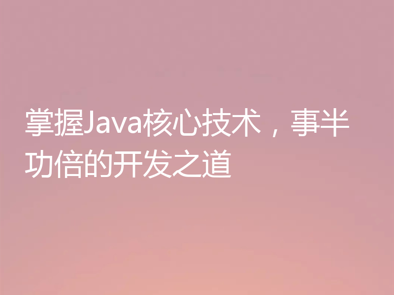 掌握Java核心技术，事半功倍的开发之道