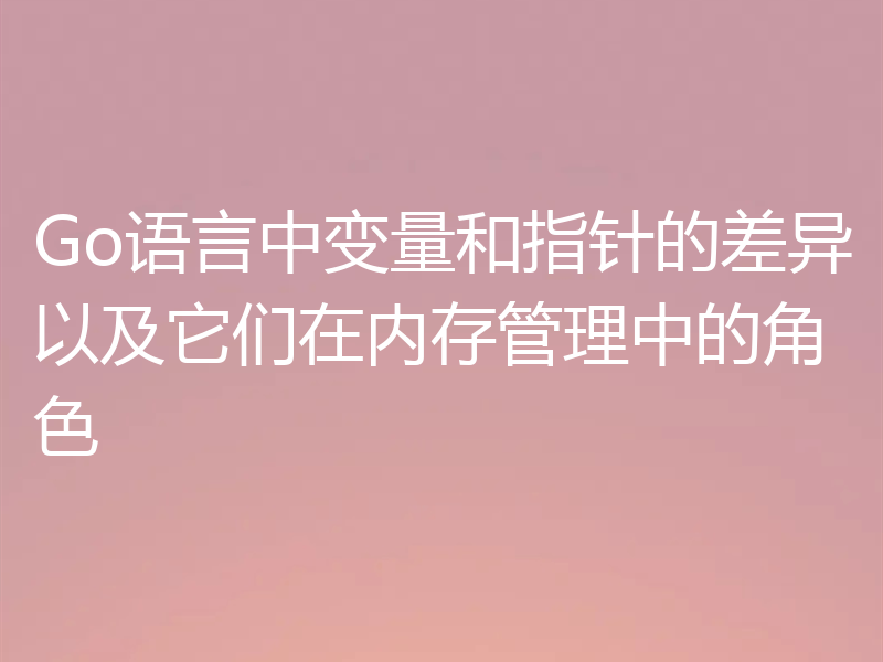 Go语言中变量和指针的差异以及它们在内存管理中的角色
