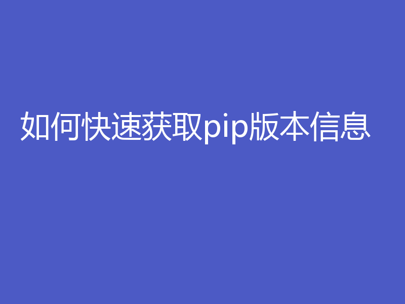 如何快速获取pip版本信息