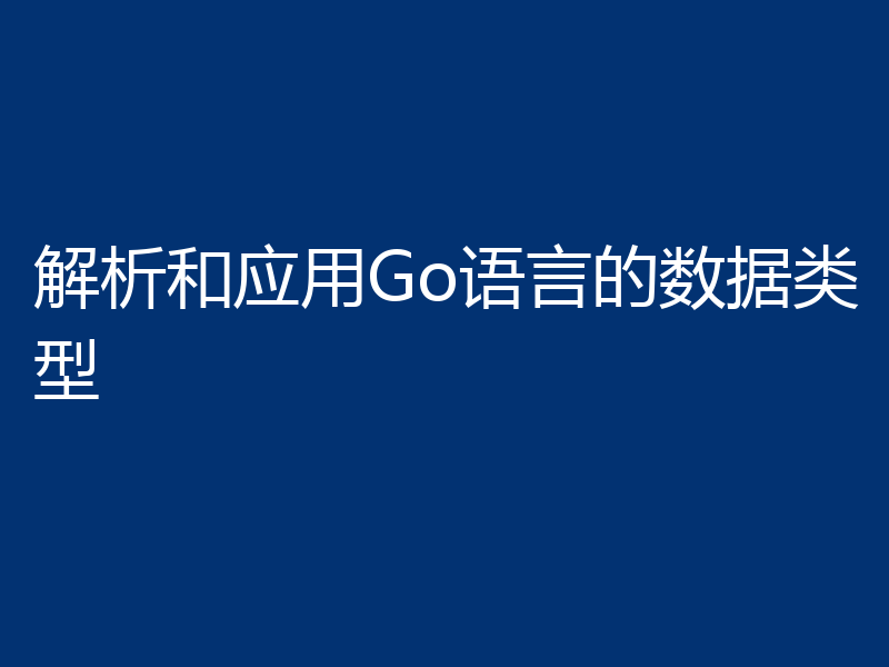 解析和应用Go语言的数据类型