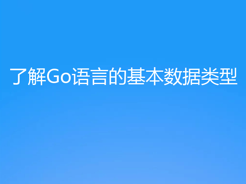 了解Go语言的基本数据类型