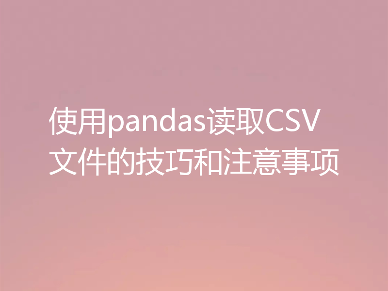 使用pandas读取CSV文件的技巧和注意事项