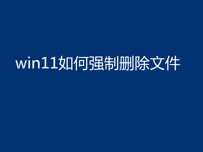win11如何强制删除文件