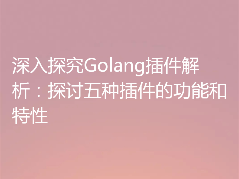 深入探究Golang插件解析：探讨五种插件的功能和特性