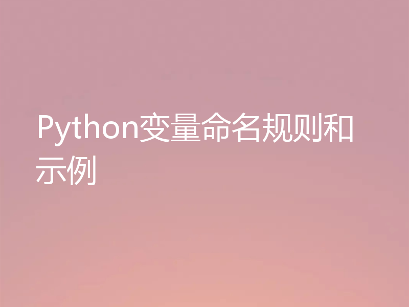 Python变量命名规则和示例