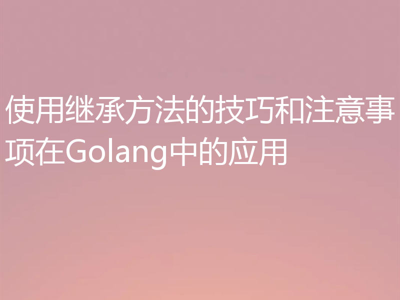 使用继承方法的技巧和注意事项在Golang中的应用