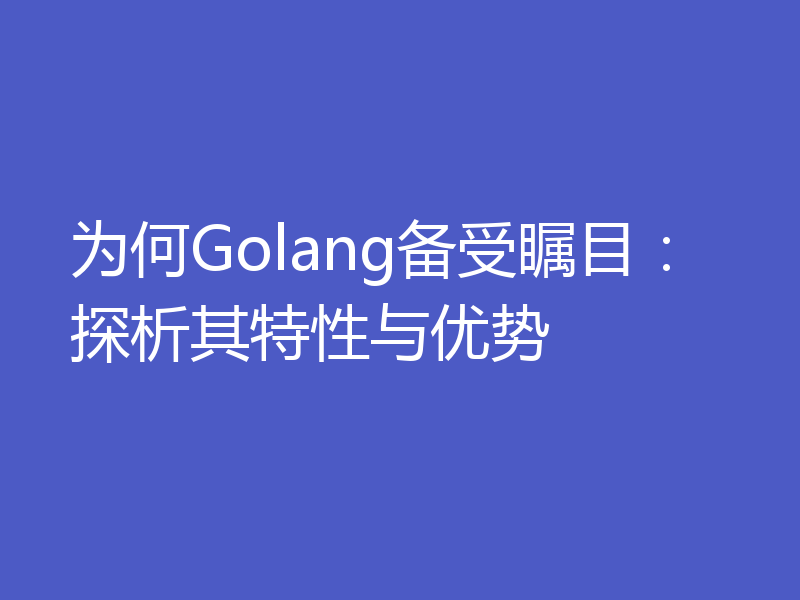 为何Golang备受瞩目：探析其特性与优势