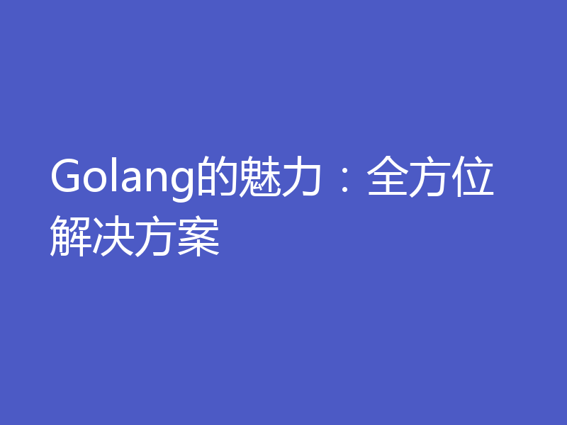 Golang的魅力：全方位解决方案
