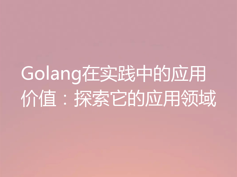 Golang在实践中的应用价值：探索它的应用领域