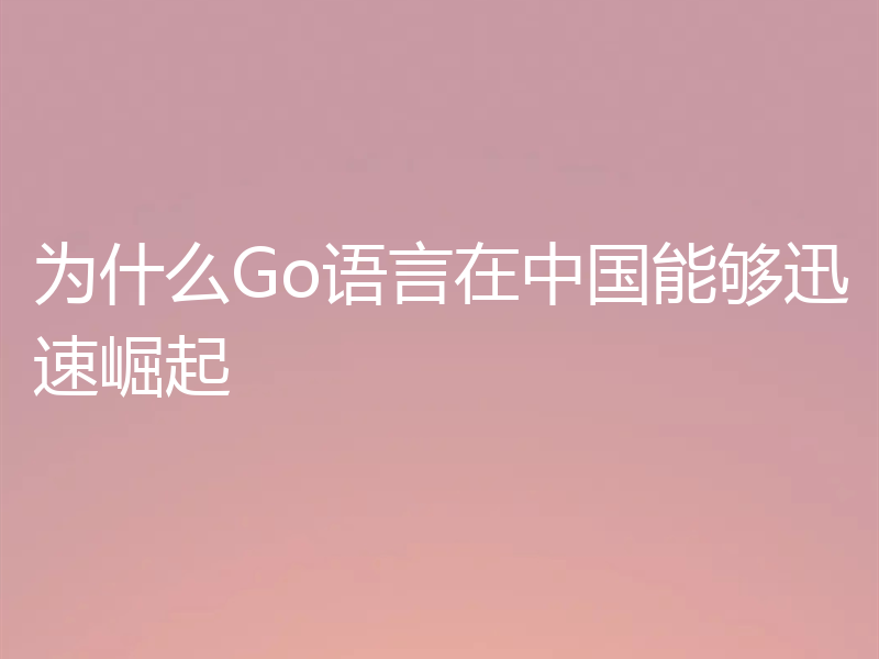 为什么Go语言在中国能够迅速崛起