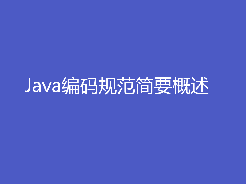 Java编码规范简要概述
