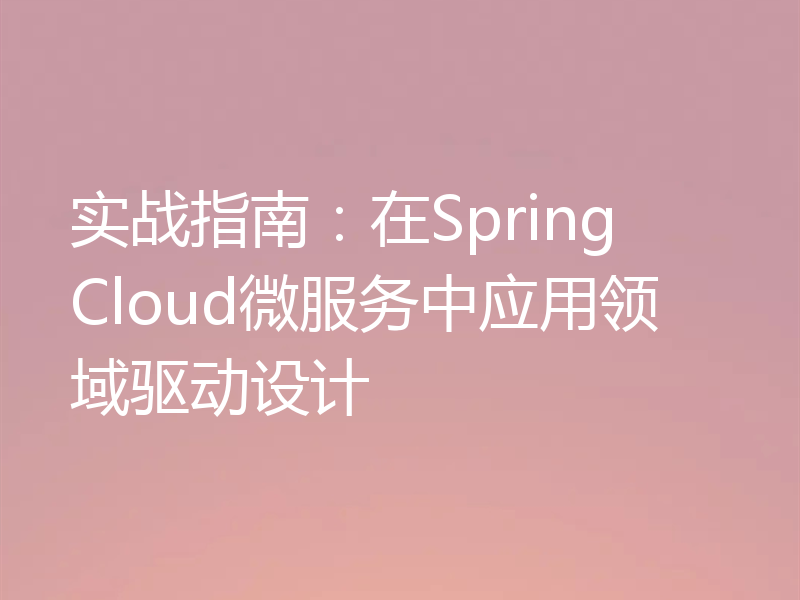 实战指南：在Spring Cloud微服务中应用领域驱动设计