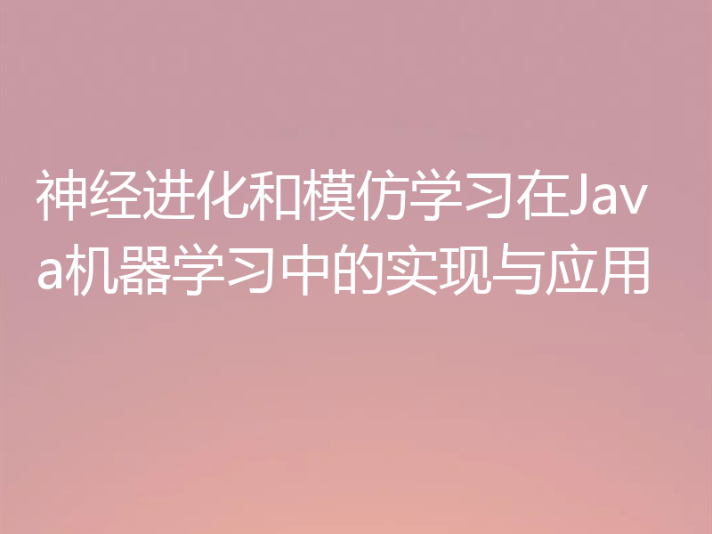 神经进化和模仿学习在Java机器学习中的实现与应用