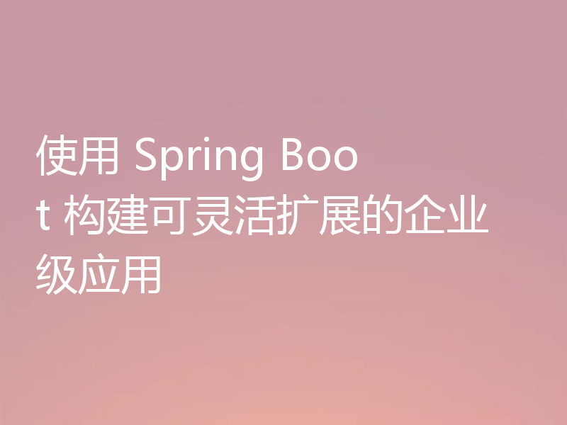 使用 Spring Boot 构建可灵活扩展的企业级应用
