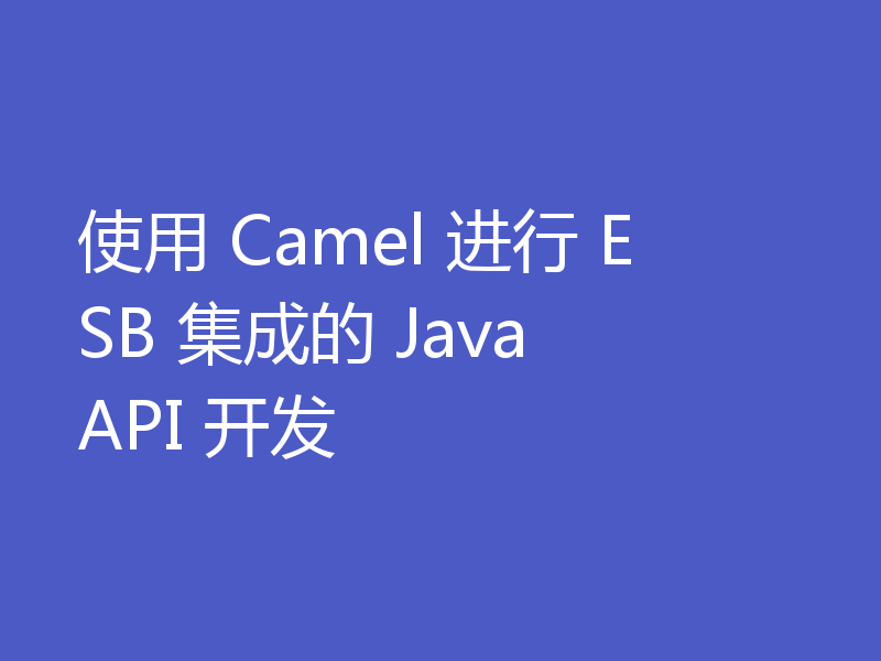 使用 Camel 进行 ESB 集成的 Java API 开发