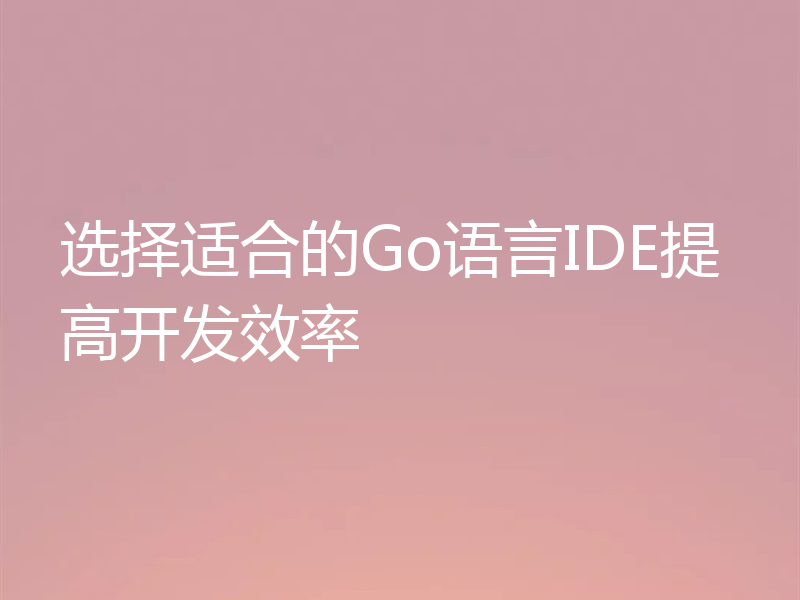 选择适合的Go语言IDE提高开发效率