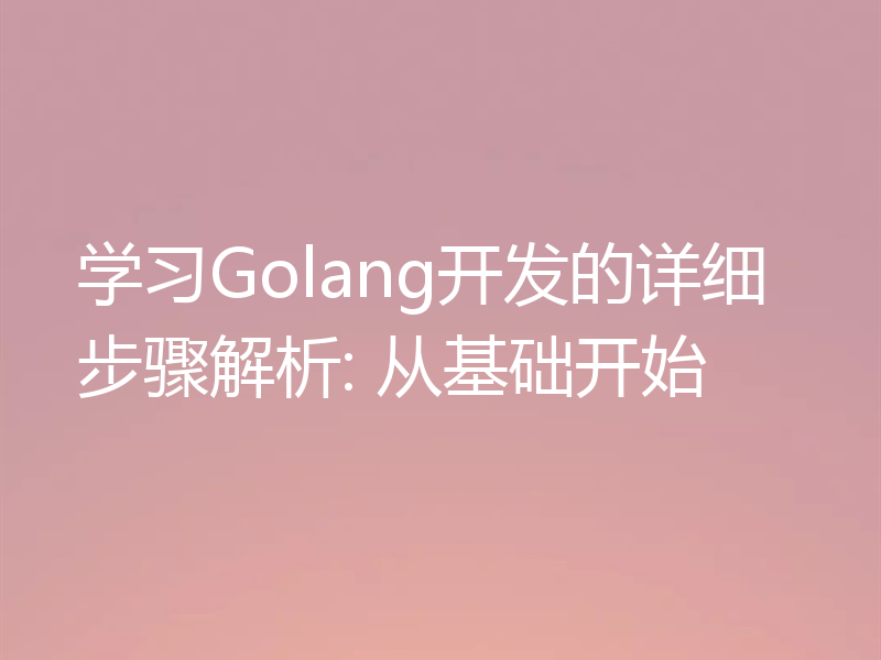 学习Golang开发的详细步骤解析: 从基础开始