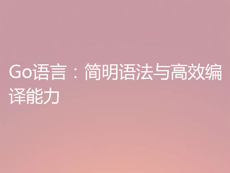 Go语言：简明语法与高效编译能力