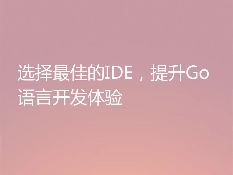 选择最佳的IDE，提升Go语言开发体验