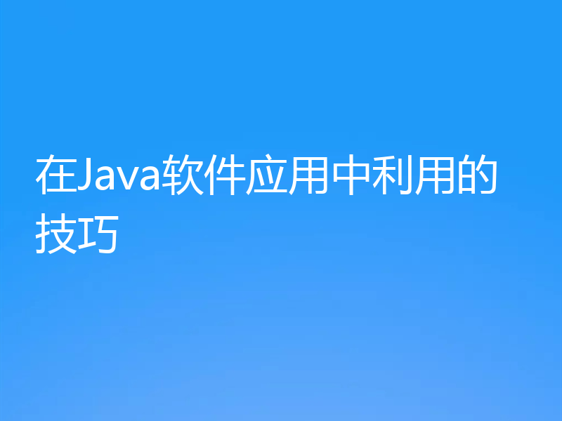在Java软件应用中利用的技巧