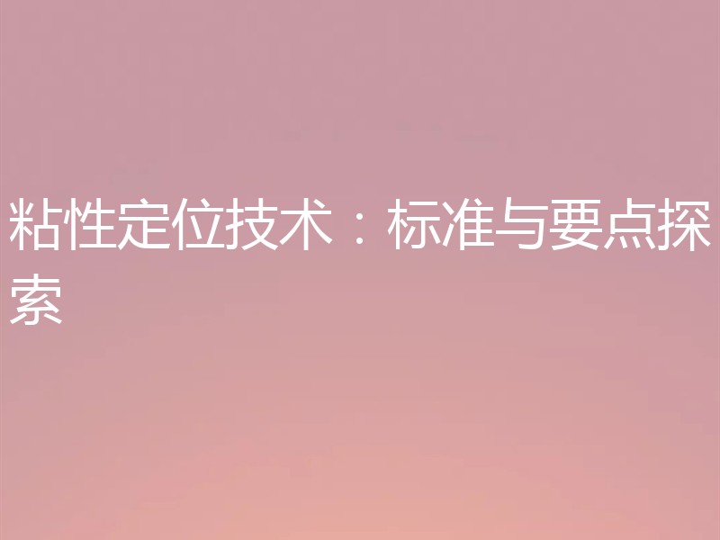 粘性定位技术：标准与要点探索
