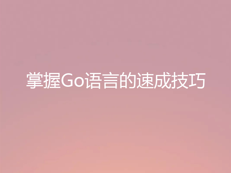 掌握Go语言的速成技巧