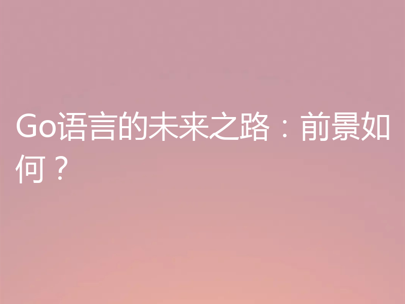 Go语言的未来之路：前景如何？