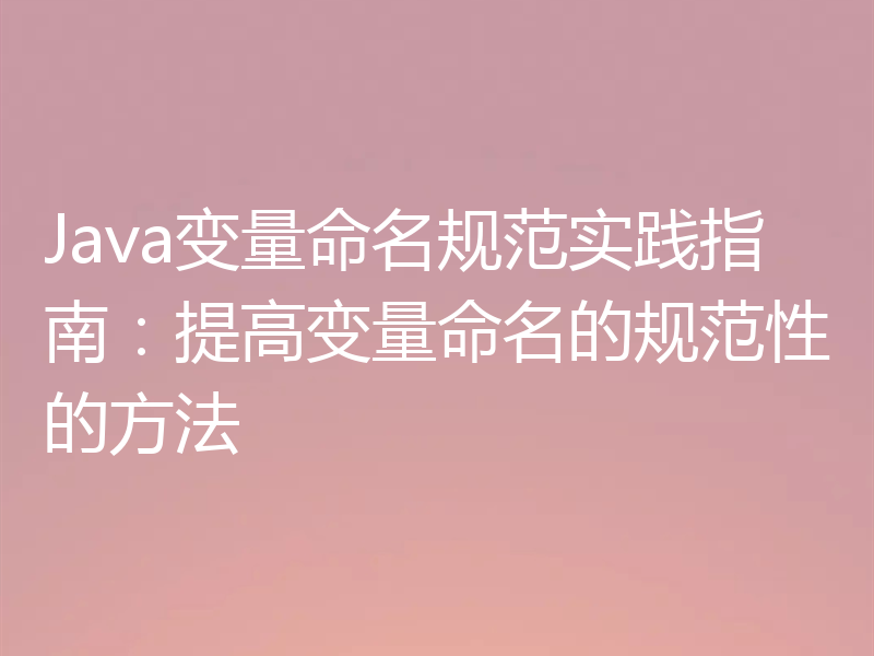 Java变量命名规范实践指南：提高变量命名的规范性的方法