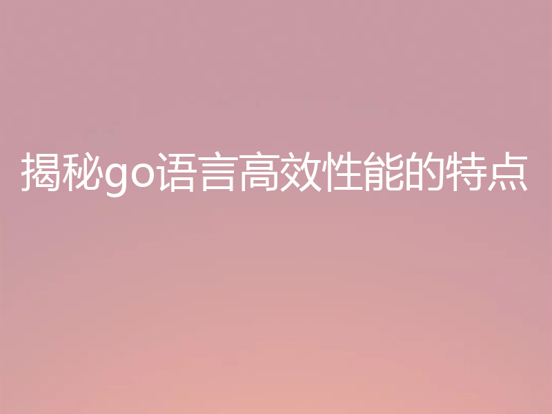揭秘go语言高效性能的特点