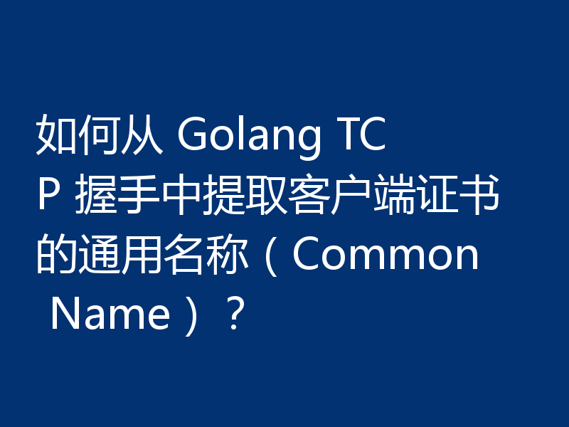 如何从 Golang TCP 握手中提取客户端证书的通用名称（Common Name）？
