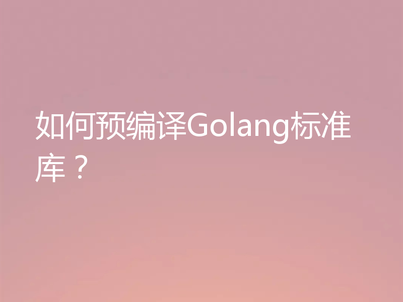 如何预编译Golang标准库？