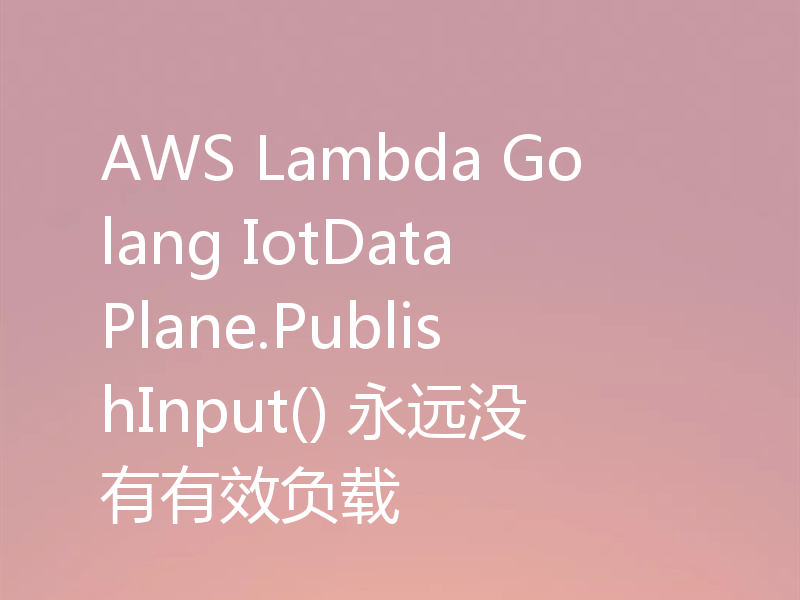 AWS Lambda Golang IotDataPlane.PublishInput() 永远没有有效负载