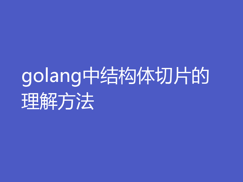golang中结构体切片的理解方法