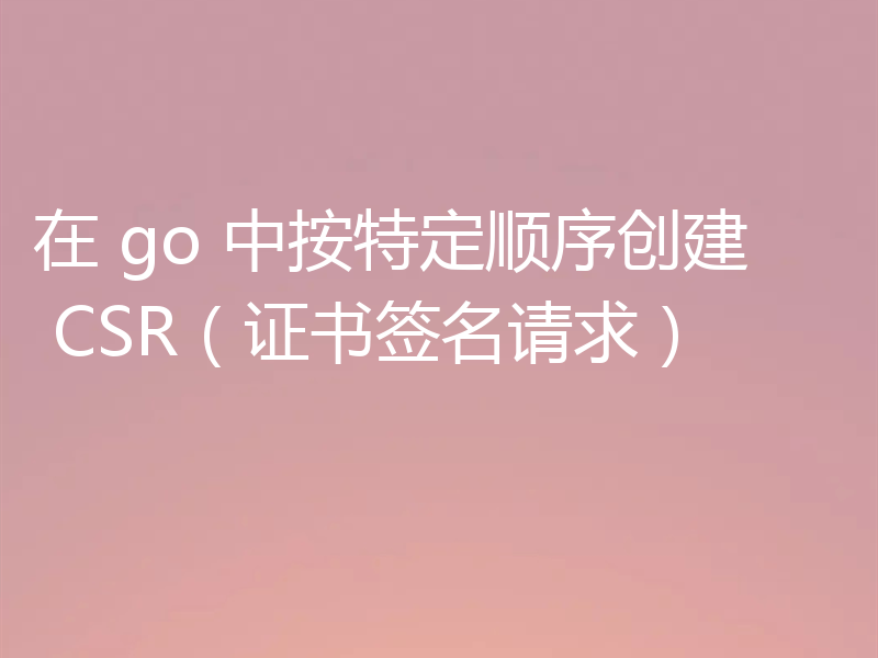 在 go 中按特定顺序创建 CSR（证书签名请求）