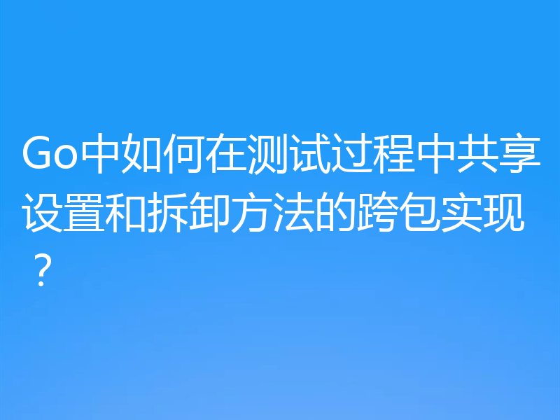 Go中如何在测试过程中共享设置和拆卸方法的跨包实现？