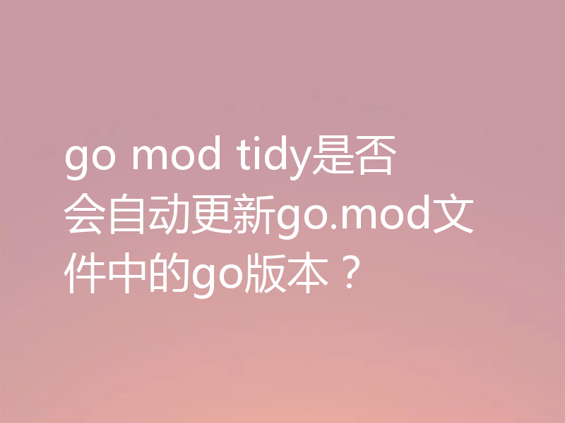 go mod tidy是否会自动更新go.mod文件中的go版本？