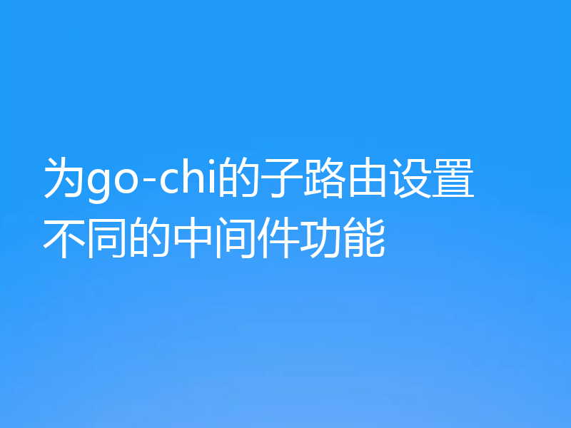 为go-chi的子路由设置不同的中间件功能