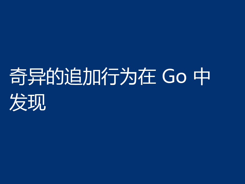 奇异的追加行为在 Go 中发现