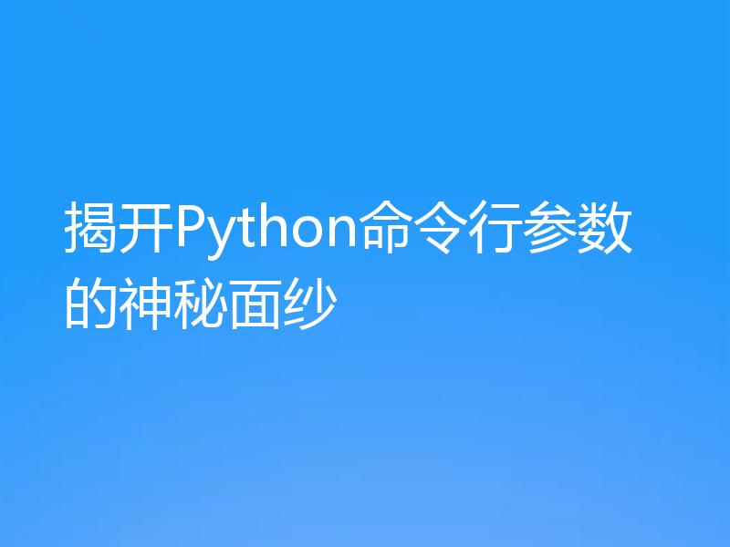 揭开Python命令行参数的神秘面纱