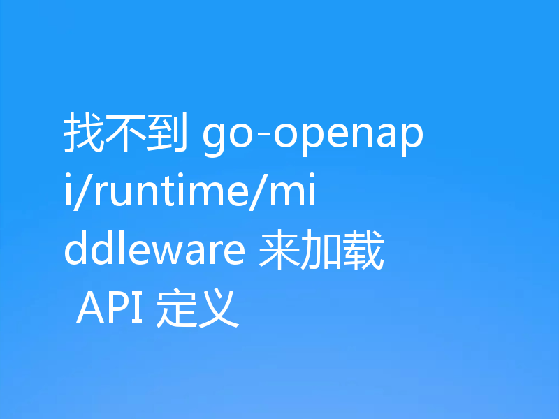 找不到 go-openapi/runtime/middleware 来加载 API 定义