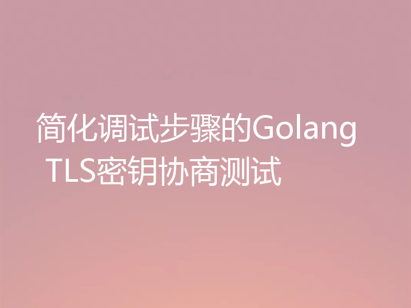 简化调试步骤的Golang TLS密钥协商测试