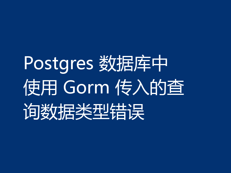 Postgres 数据库中使用 Gorm 传入的查询数据类型错误